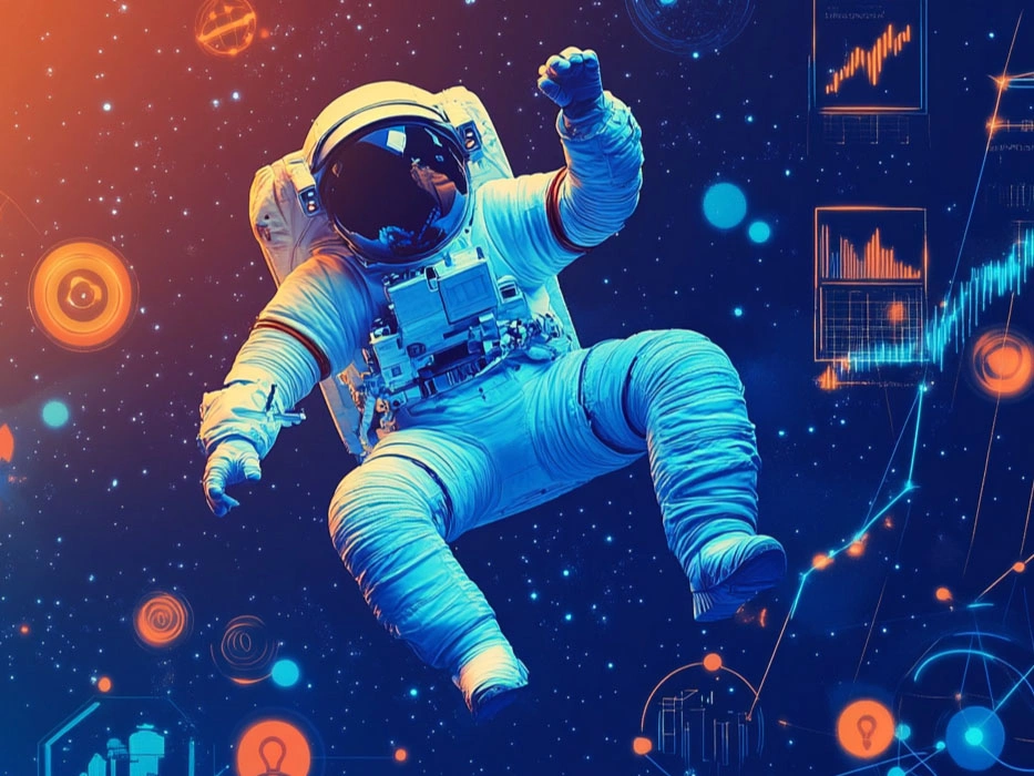 Crypto marketing: strategies, services and project promotion - an astronaut floating in space