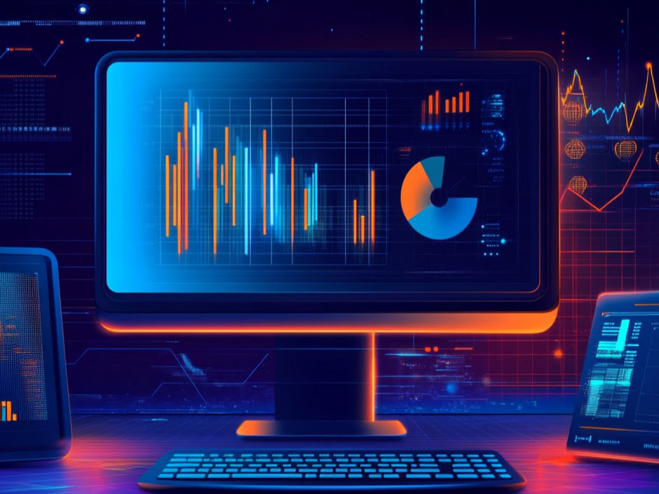 Creating an effective digital marketing plan for crypto startups - a computer with a graph on the screen
